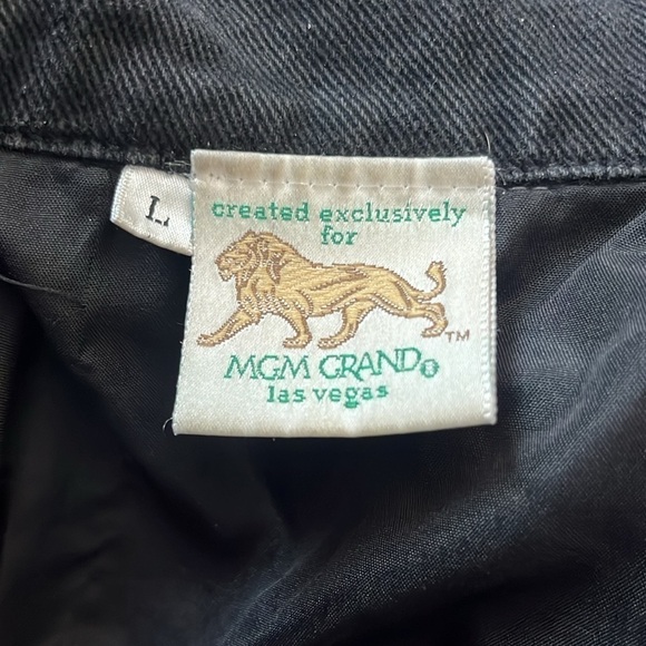 Vintage MGM Grand Las Vegas Black Denim Jean Jacket Large - Picture 7 of 7